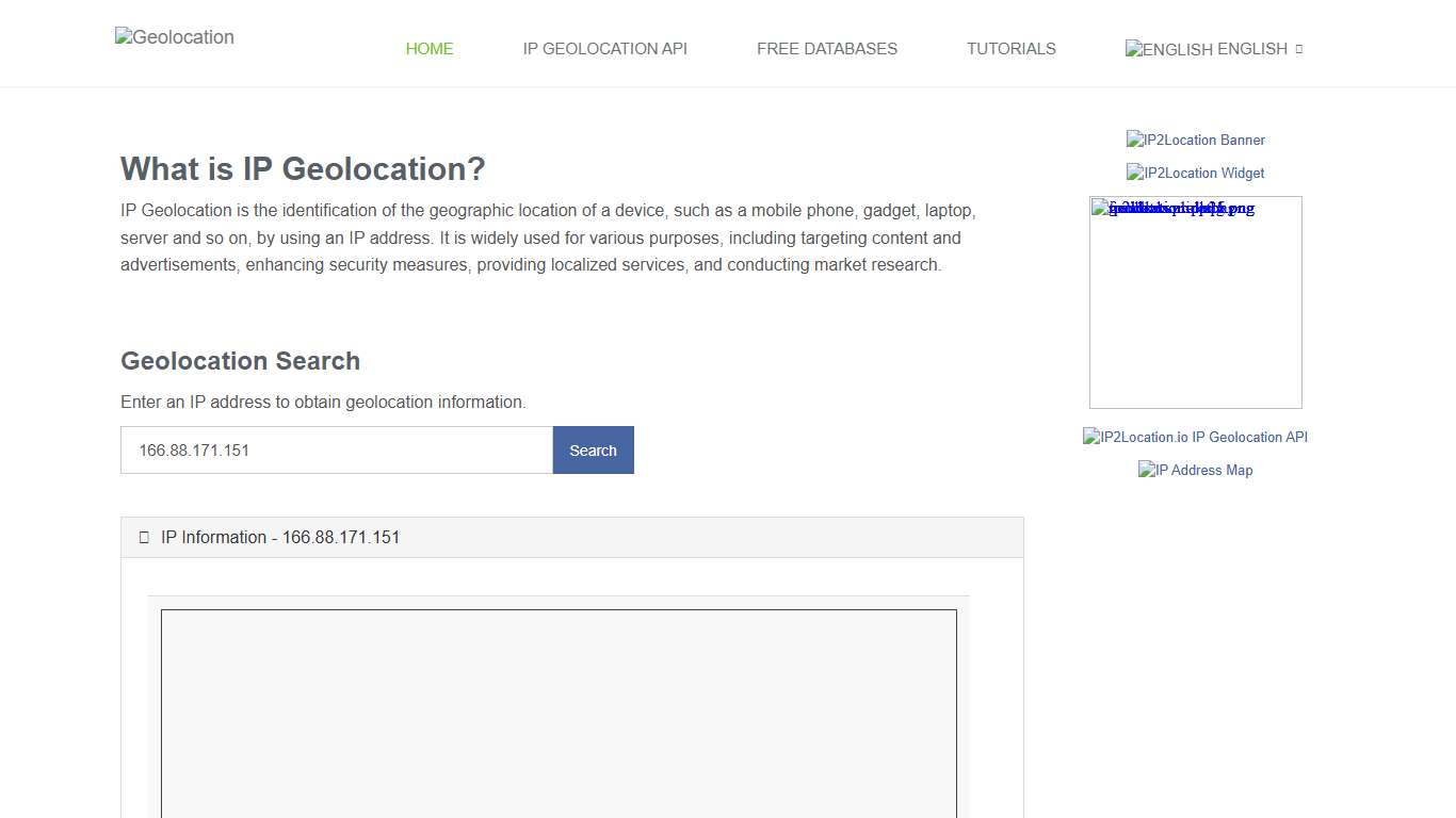Geolocate the Location of an IP Address Geolocation